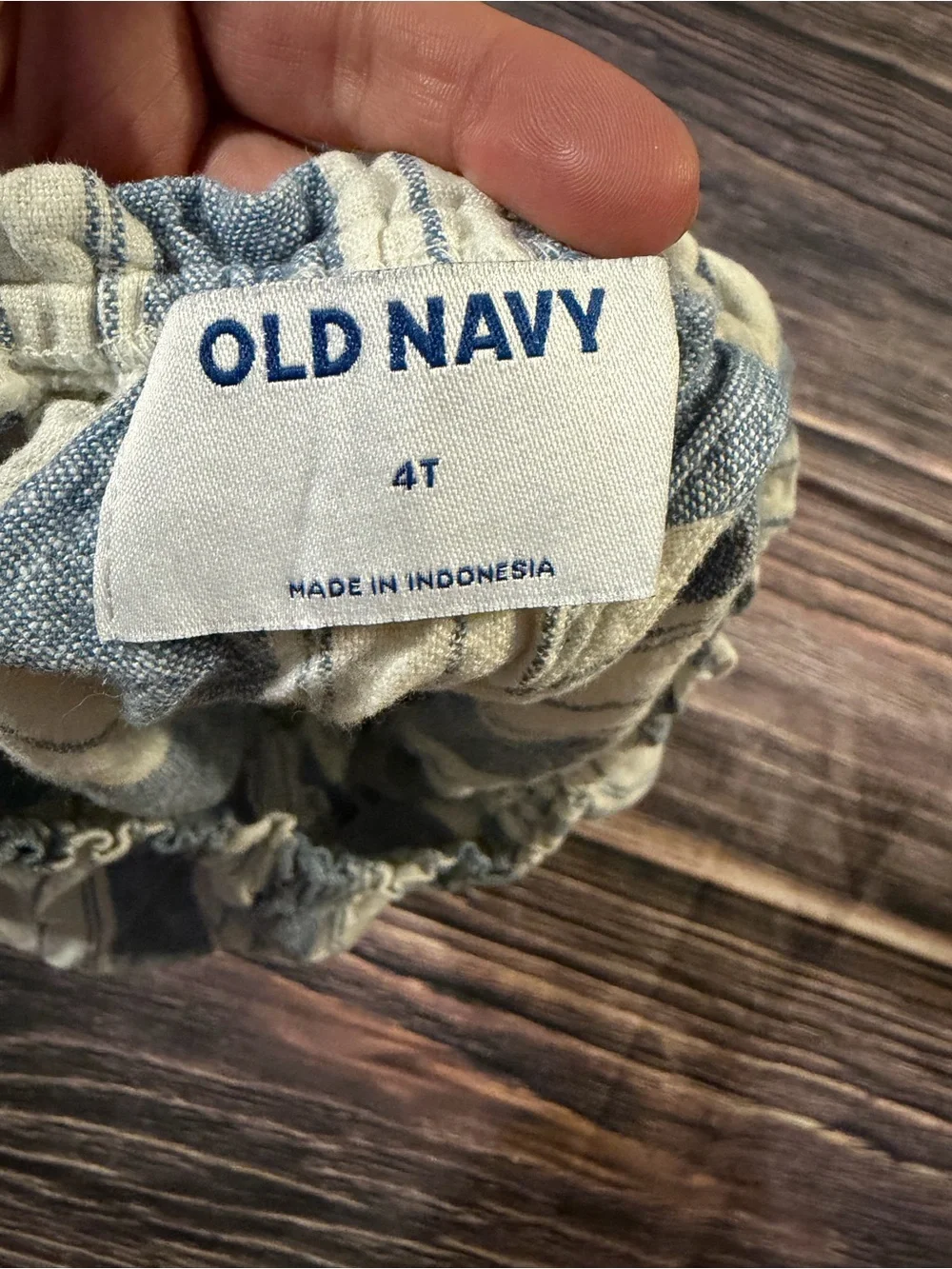 4T Old Navy Blue and white Striped Off-Shoulder Romper